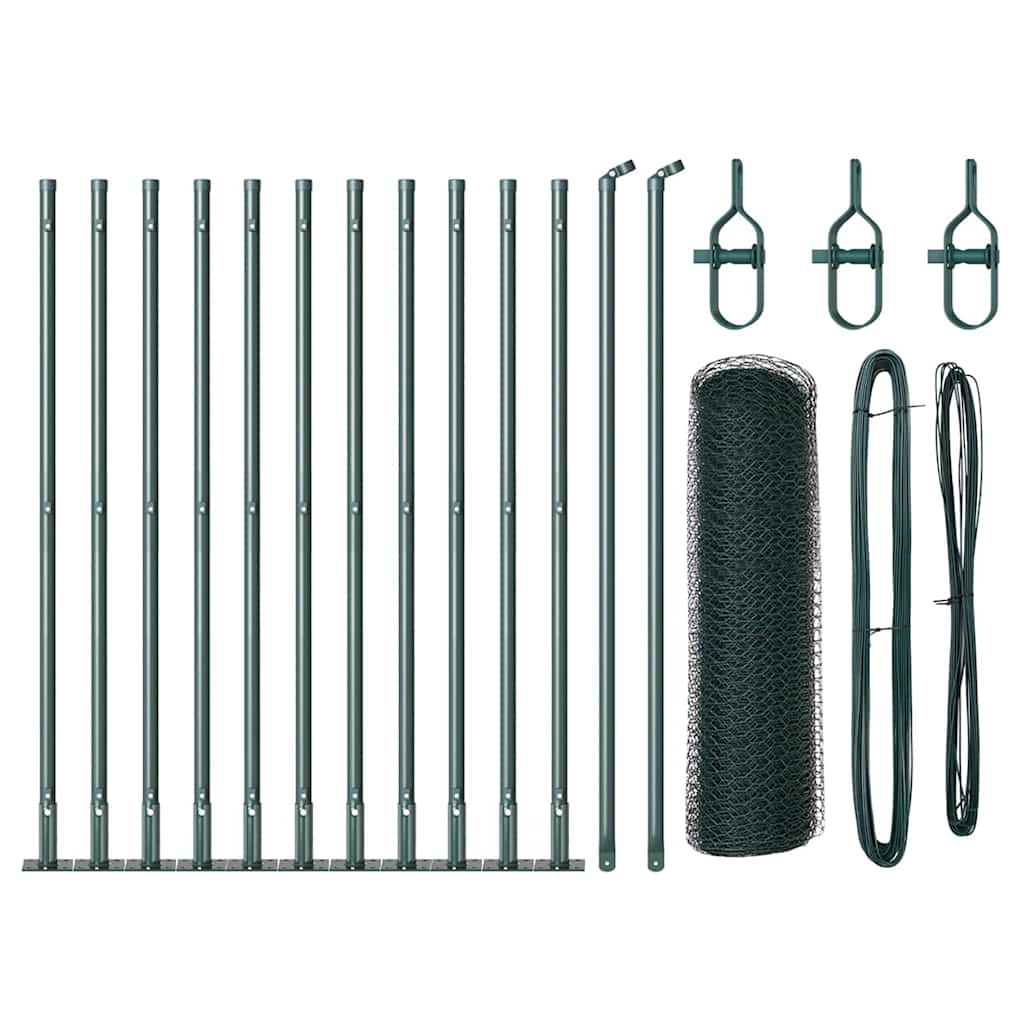 Recinzione con pali. Verde 0.4 x 25 m Acciaio rivestito in PVC 3353501