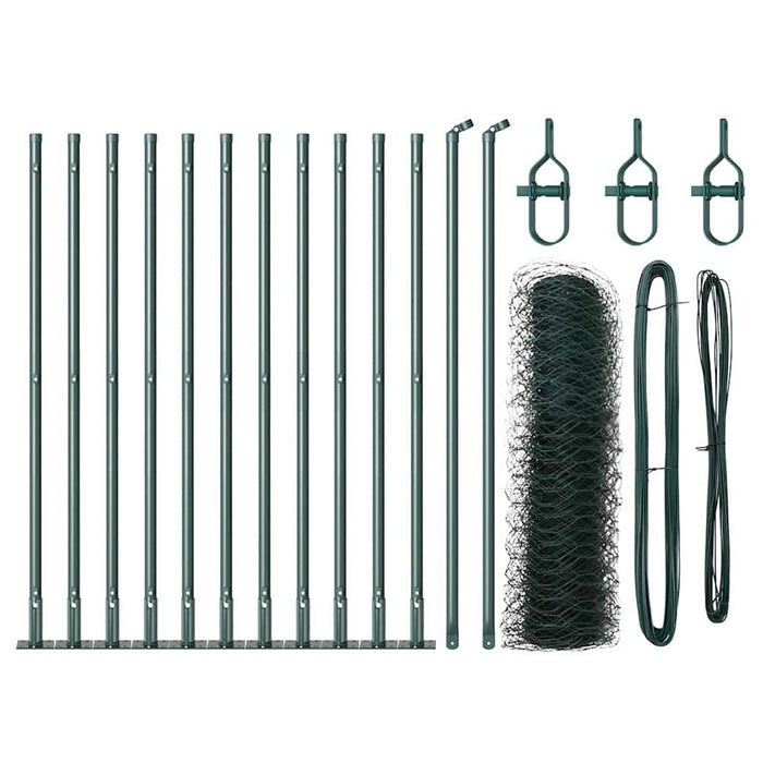 Recinzione con pali. Verde 0.5 x 25 m Acciaio rivestito in PVC 3353506