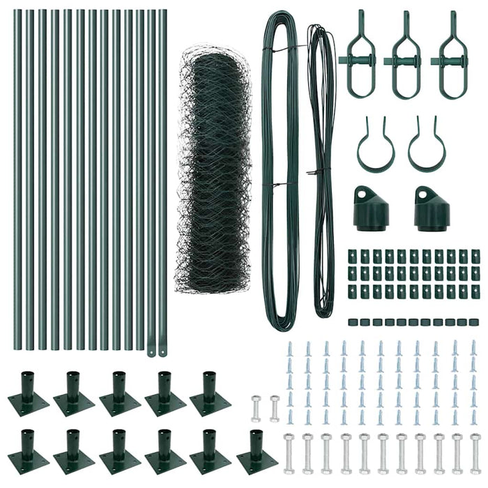 Recinzione con pali. Verde 0.5 x 25 m Acciaio rivestito in PVC 3353506