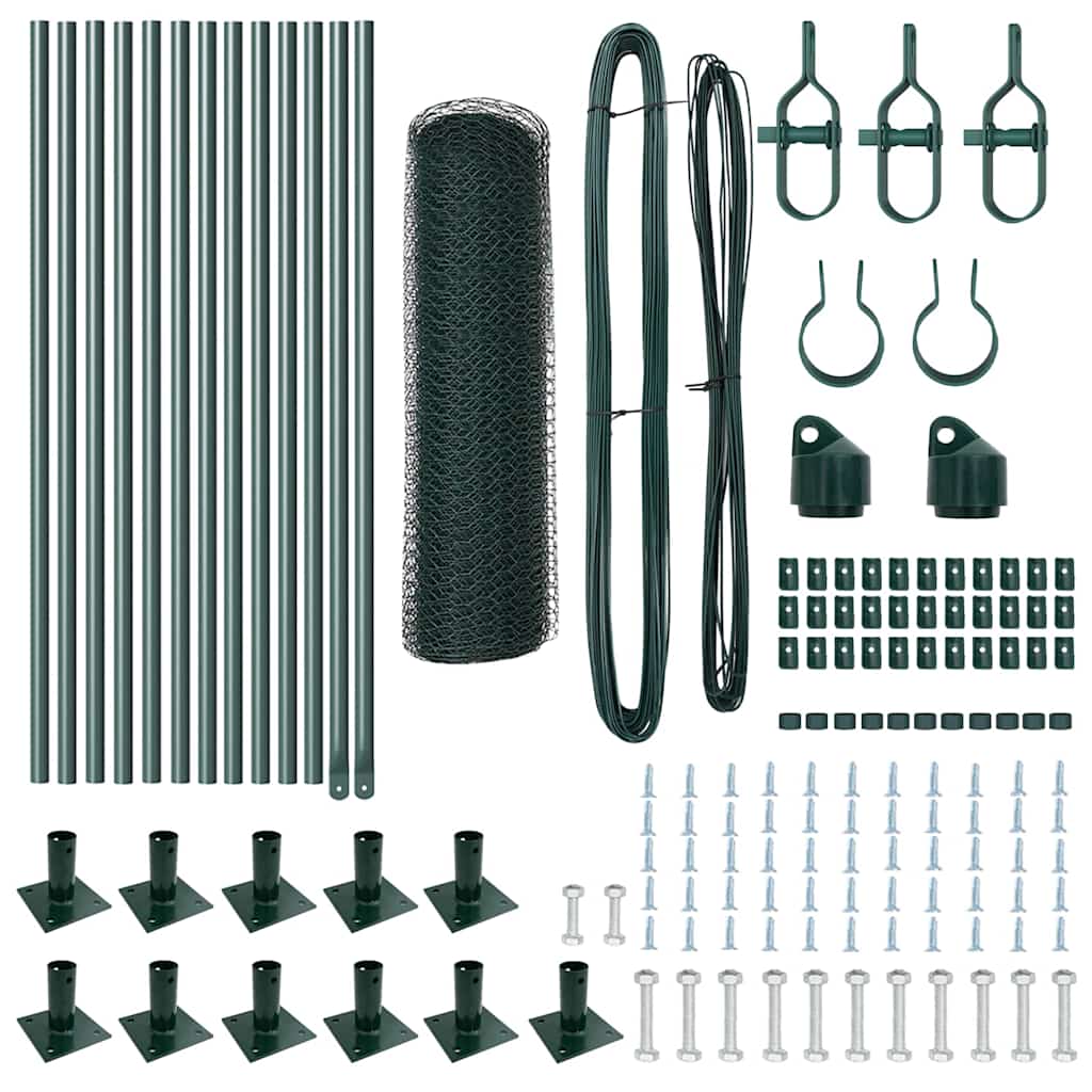 Recinzione con pali. Verde 0.6 x 25 m Acciaio rivestito in PVC 3353509