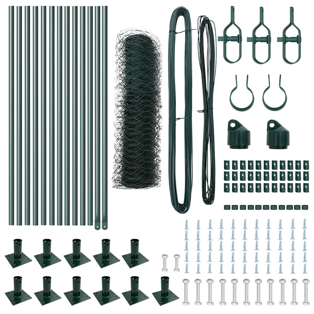 Recinzione con pali. Verde 0.6 x 25 m Acciaio rivestito in PVC 3353510