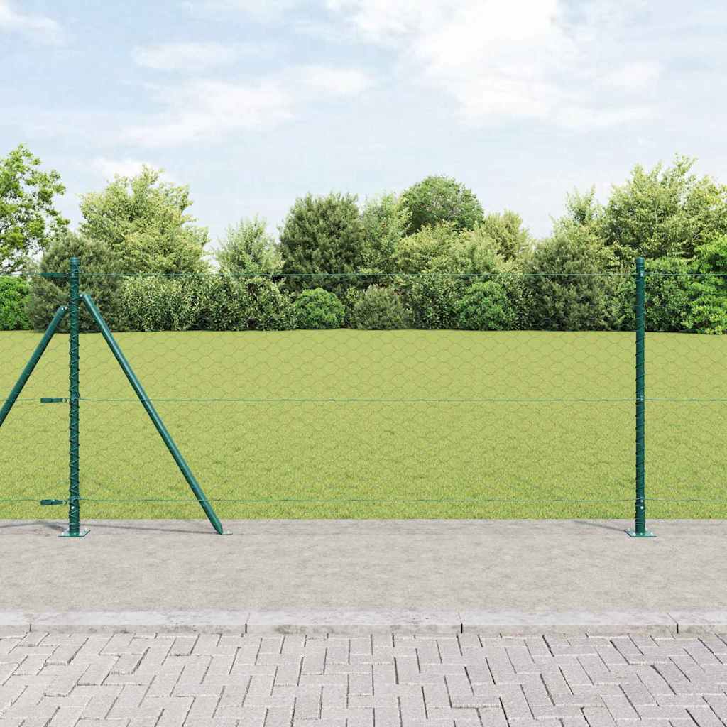 Recinzione con pali. Verde 0.8 x 25 m Acciaio rivestito in PVC 3353515