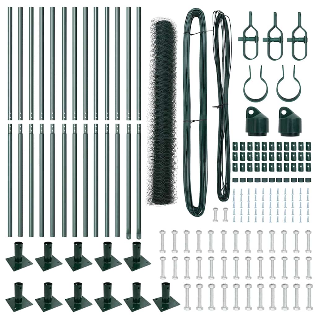 Recinzione con pali. Verde 1 x 25 m Acciaio rivestito in PVC 3353518