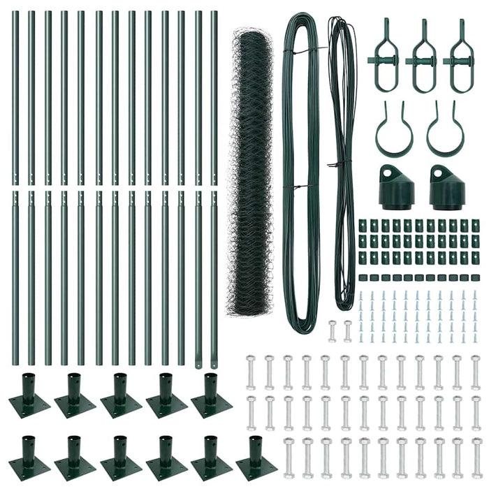 Recinzione con pali. Verde 1 x 25 m Acciaio rivestito in PVC 3353518
