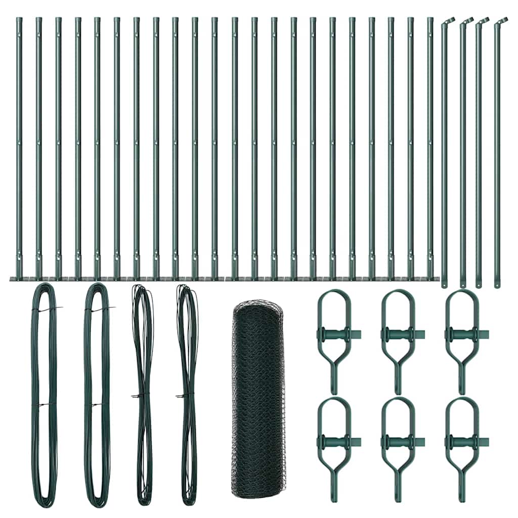 Recinzione con pali. Verde 0.5 x 50 m Acciaio rivestito in PVC 3353540