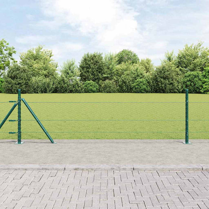 Recinzione con pali. Verde 0.5 x 50 m Acciaio rivestito in PVC 3353541