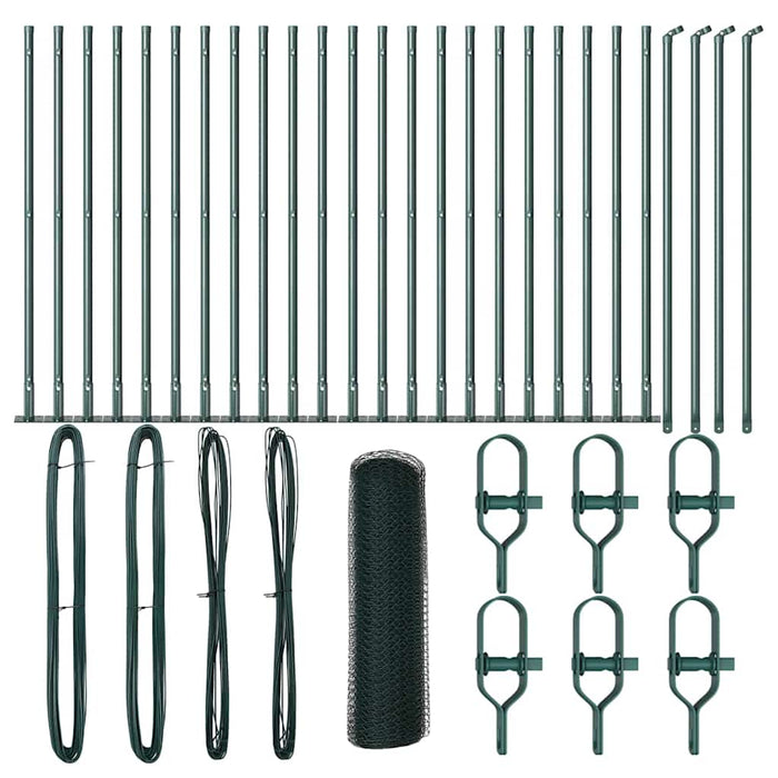 Recinzione con pali. Verde 0.5 x 50 m Acciaio rivestito in PVC 3353541