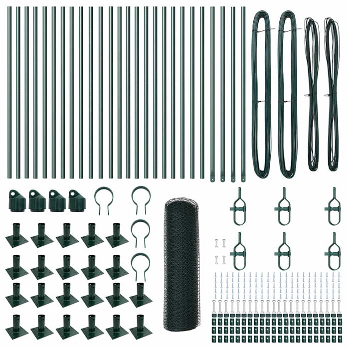 Recinzione con pali. Verde 0.5 x 50 m Acciaio rivestito in PVC 3353541