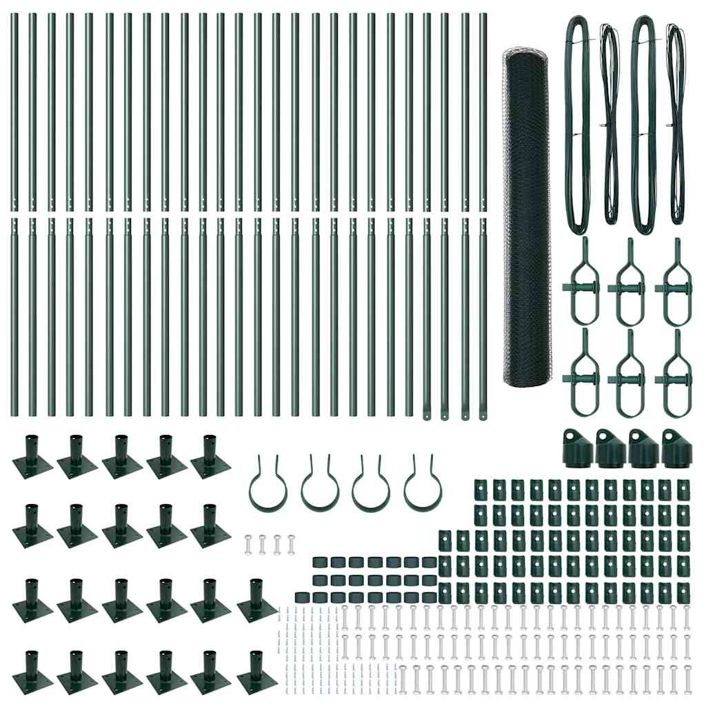 Recinzione con pali. Verde 1.2 x 50 m Acciaio rivestito in PVC 3353557