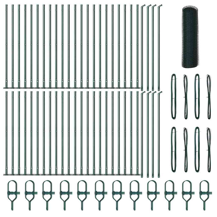 Recinzione con pali. Verde 0.5 x 100 m Acciaio rivestito in PVC 3353577