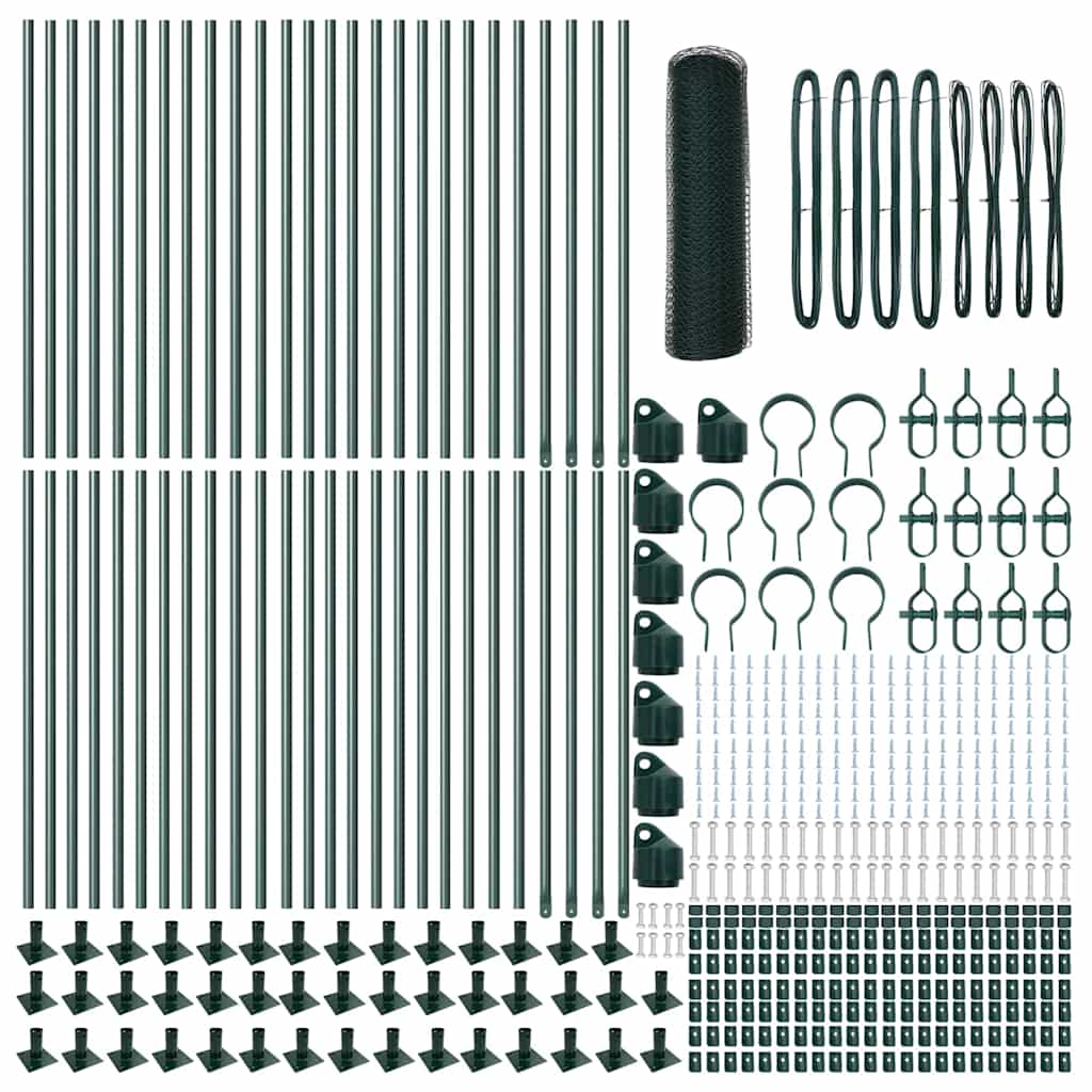 Recinzione con pali. Verde 0.5 x 100 m Acciaio rivestito in PVC 3353577