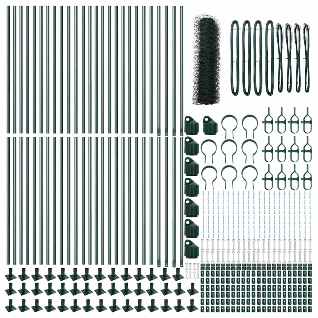 Recinzione con pali. Verde 0.5 x 100 m Acciaio rivestito in PVC 3353578