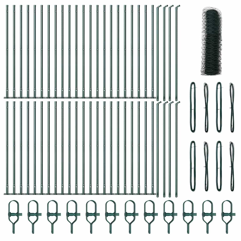 Recinzione con pali. Verde 0.5 x 100 m Acciaio rivestito in PVC 3353579