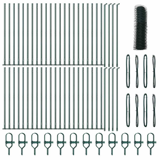 Recinzione con pali. Verde 0.5 x 100 m Acciaio rivestito in PVC 3353579