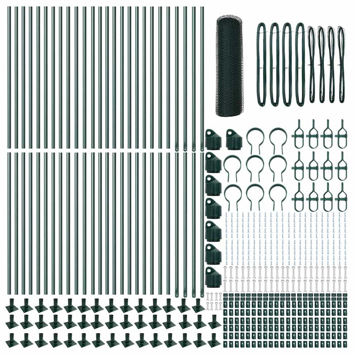 Recinzione con pali. Verde 0.6 x 100 m Acciaio rivestito in PVC 3353581