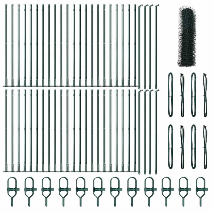 Recinzione con pali. Verde 1 x 100 m Acciaio rivestito in PVC 3353591