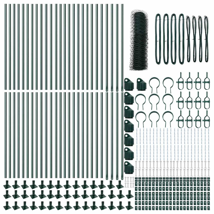 Recinzione con pali. Verde 1 x 100 m Acciaio rivestito in PVC 3353591