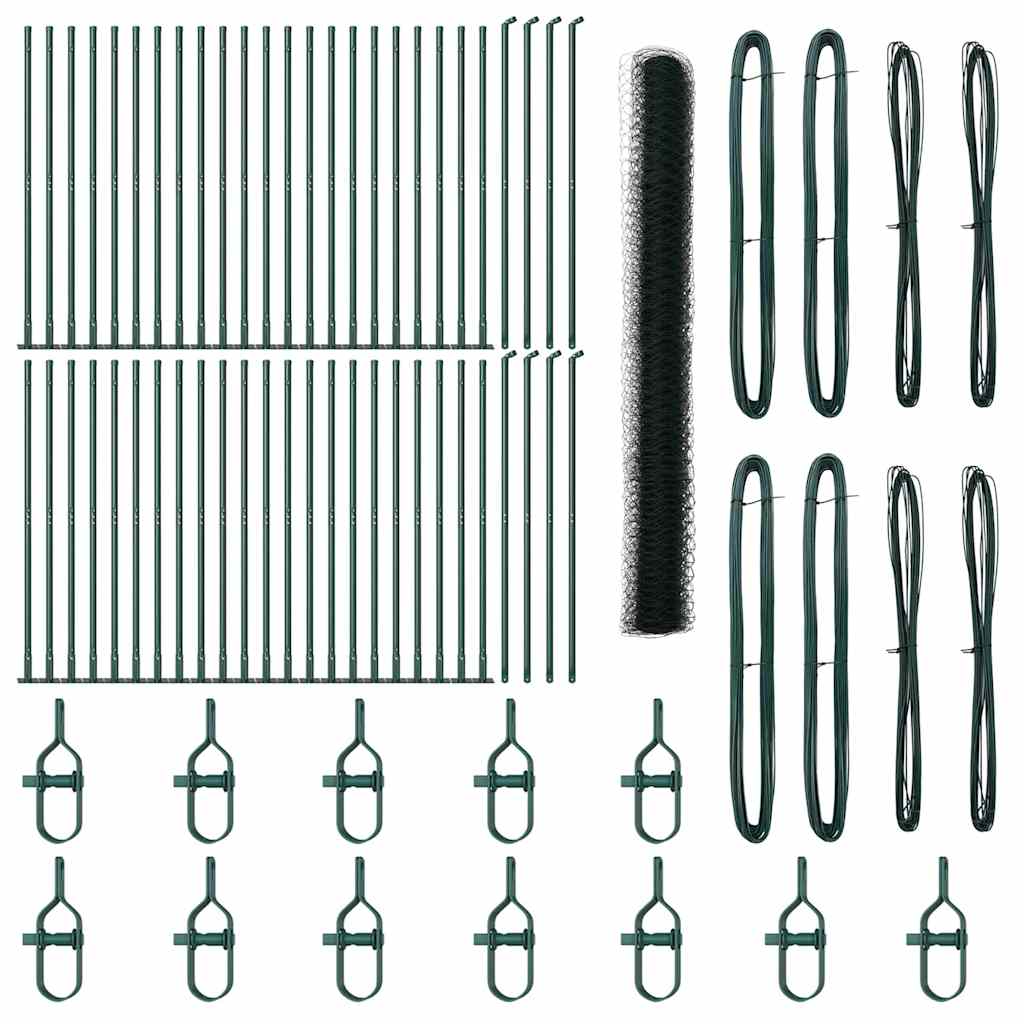 Recinzione con pali. Verde 1.4 x 100 m Acciaio rivestito in PVC 3353598