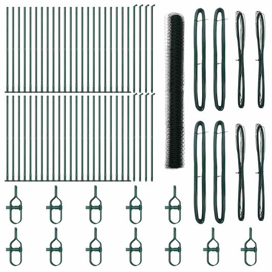 Recinzione con pali. Verde 1.4 x 100 m Acciaio rivestito in PVC 3353598