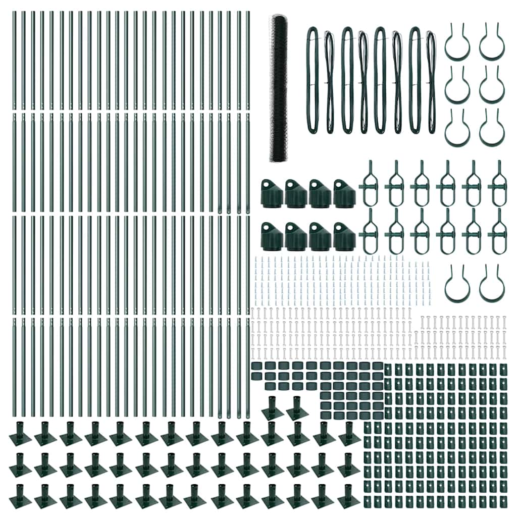 Recinzione con pali. Verde 1.4 x 100 m Acciaio rivestito in PVC 3353598