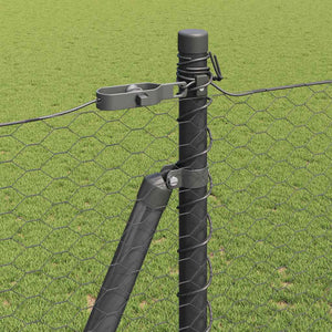 Recinzione con pali. Grigio 1.5 x 50 m Acciaio rivestito in PVC 3353706