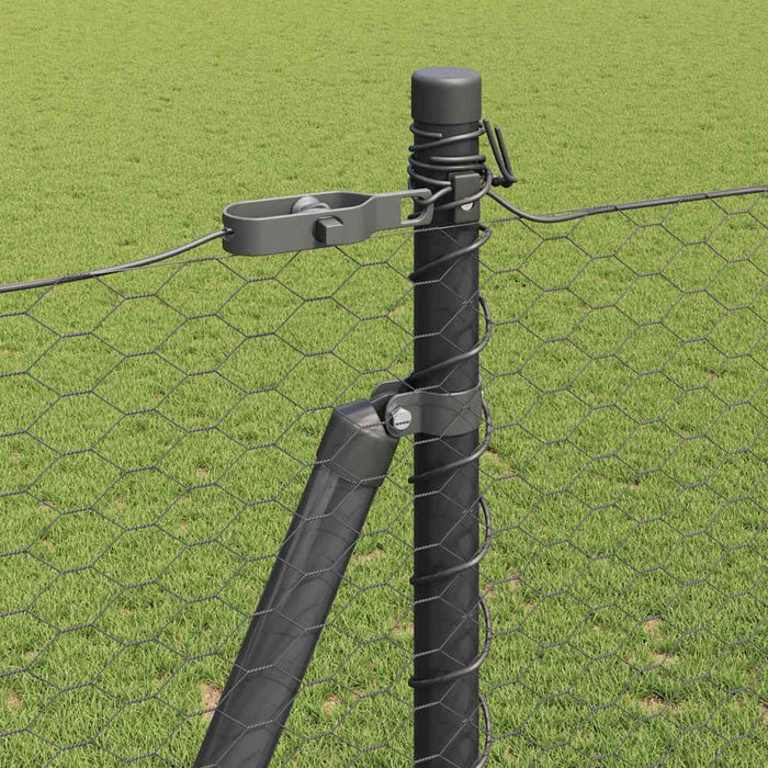 Recinzione con pali. Grigio 1.5 x 50 m Acciaio rivestito in PVC 3353706