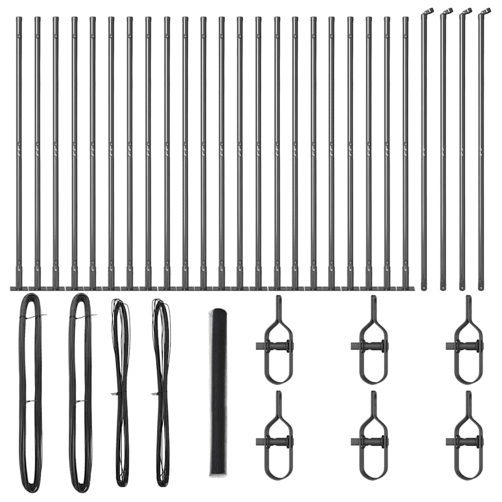 Recinzione con pali. Grigio 1.5 x 50 m Acciaio rivestito in PVC 3353706