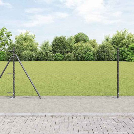 Recinzione con pali. Grigio 1 x 100 m Acciaio rivestito in PVC 3353732