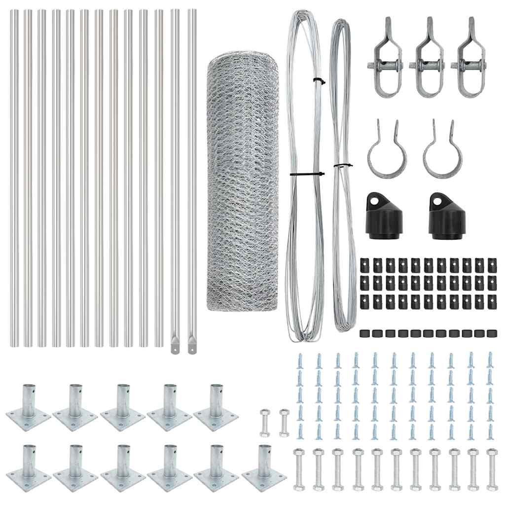 Recinzione con pali. Argento 0.4 x 25 m 3353783