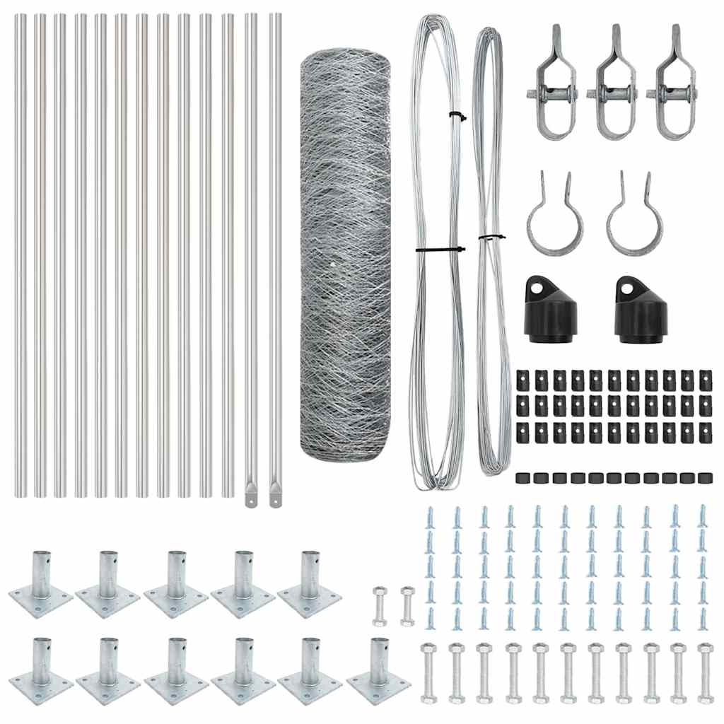 Recinzione con pali. Argento 0.5 x 25 m 3353789
