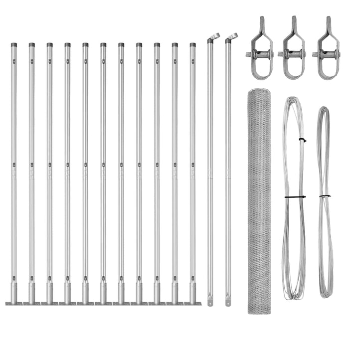 Recinzione con pali. Argento 1.5 x 25 m 3353811