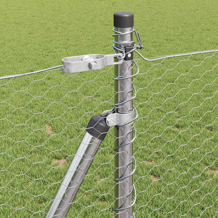 Recinzione con pali. Argento 1 x 50 m Acciaio rivestito in PVC 3353835