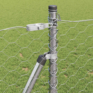 Recinzione con pali. Argento 1 x 50 m Acciaio rivestito in PVC 3353837
