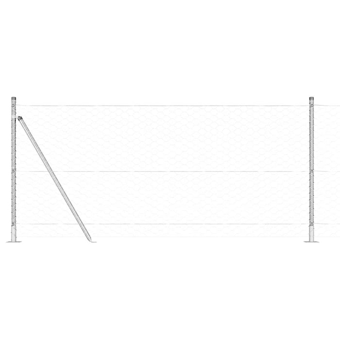 Recinzione con pali. Argento 1 x 50 m Acciaio rivestito in PVC 3353837