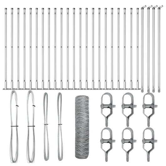 Recinzione con pali. Argento 1 x 50 m Acciaio rivestito in PVC 3353837