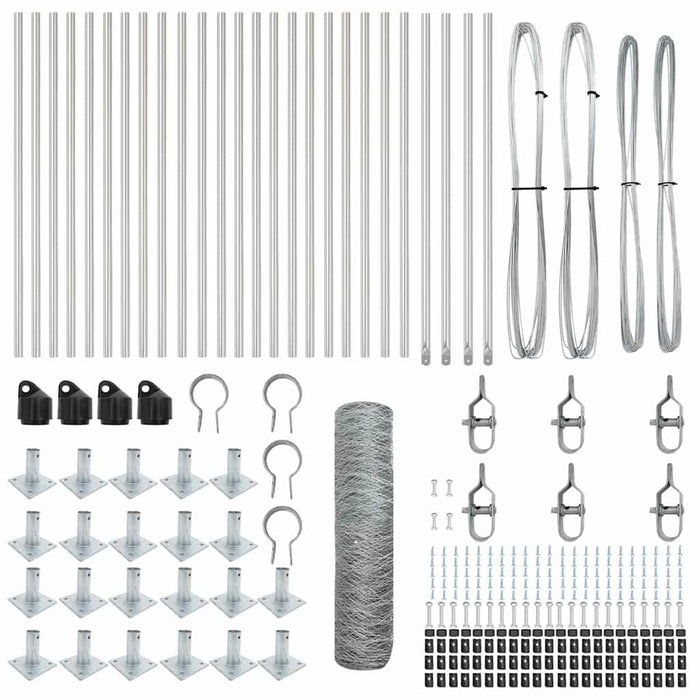 Recinzione con pali. Argento 1 x 50 m Acciaio rivestito in PVC 3353837