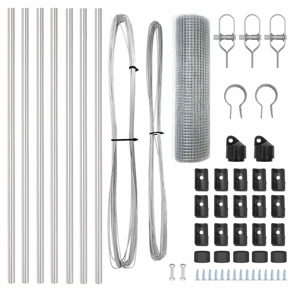 Recinzione con pali. Argento 0.5 x 10 m Acciaio 3351559