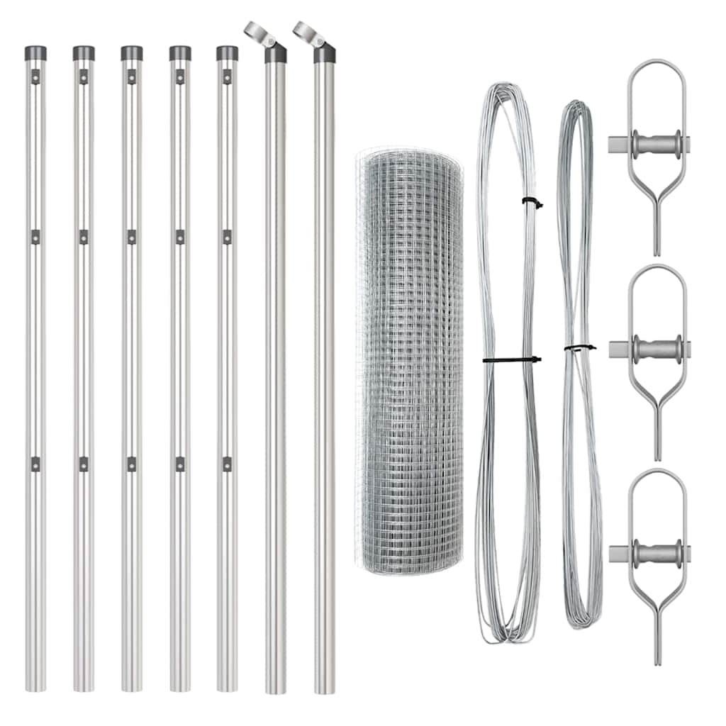 Recinzione con pali. Argento 0.8 x 10 m Acciaio 3351569