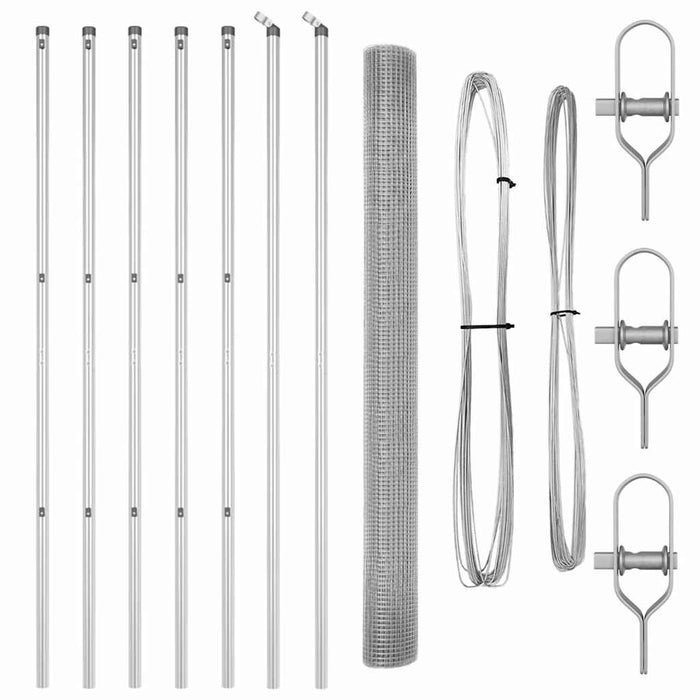 Recinzione con pali. Argento 1.6 x 10 m Acciaio 3351588
