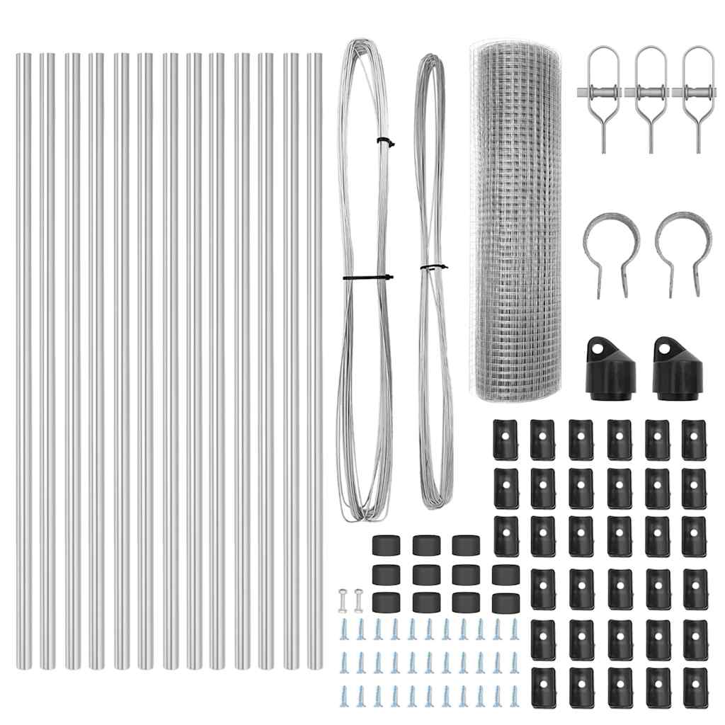 Recinzione con pali. Argento 0.4 x 25 m Acciaio 3351592