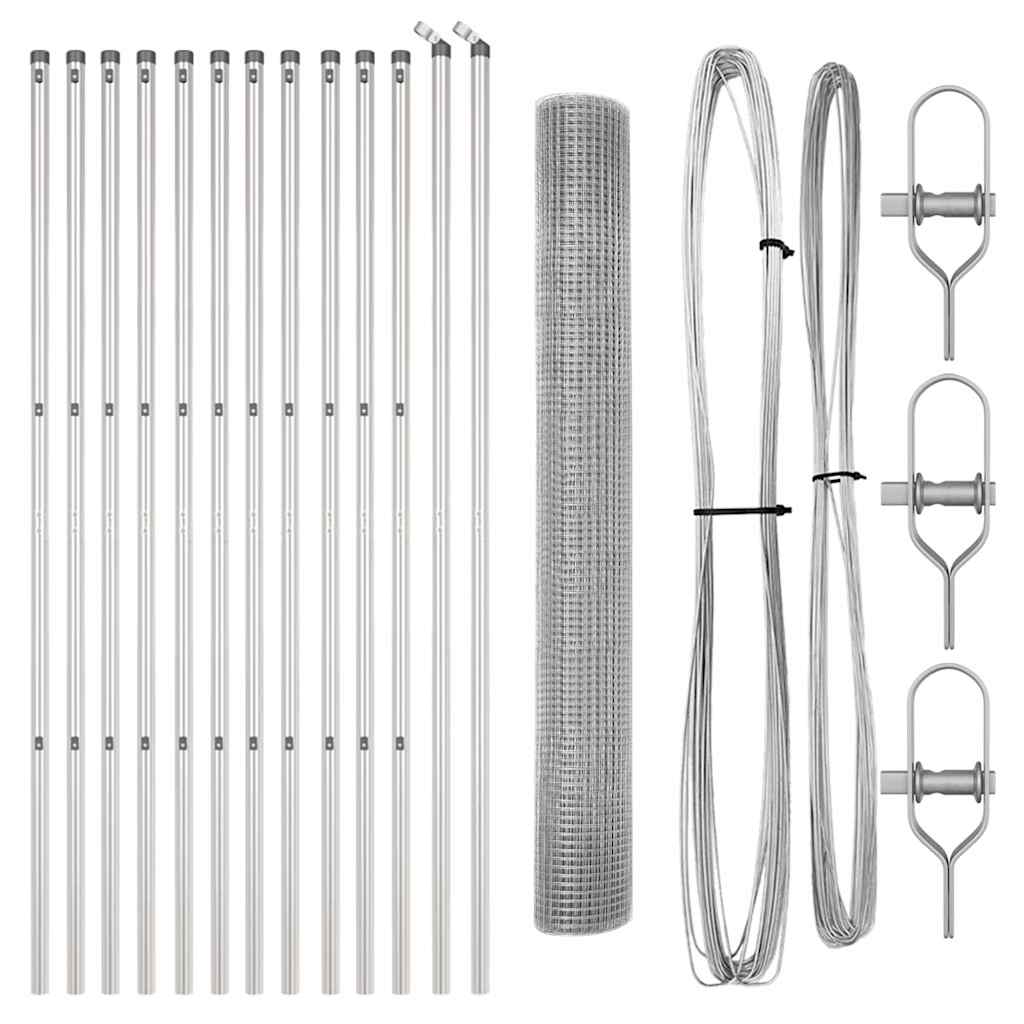 Recinzione con pali. Argento 1.2 x 25 m Acciaio 3351612