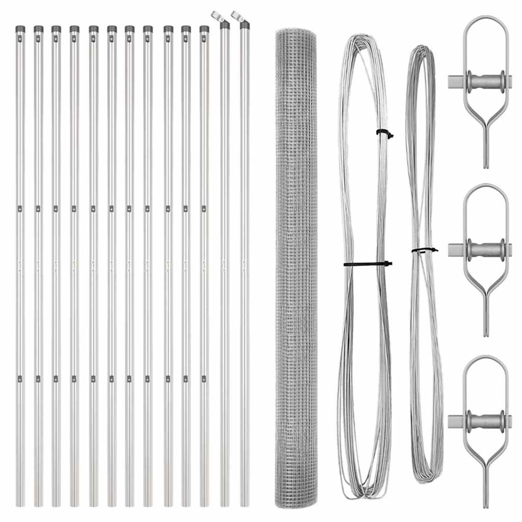 Recinzione con pali. Argento 1.5 x 25 m Acciaio 3351618