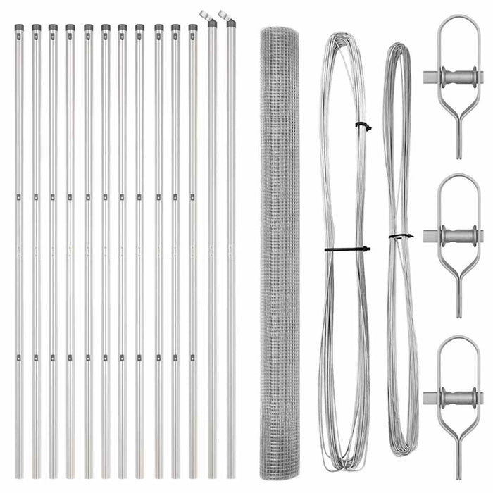 Recinzione con pali. Argento 1.5 x 25 m Acciaio 3351618