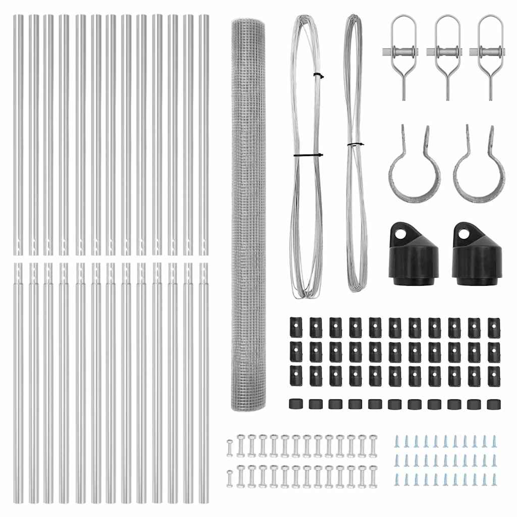 Recinzione con pali. Argento 1.5 x 25 m Acciaio 3351618