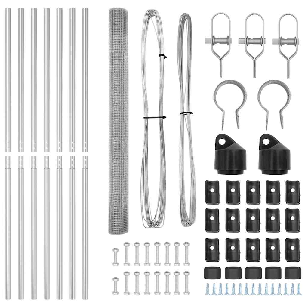 Recinzione con pali. Argento 1.5 x 25 m Acciaio 3351620