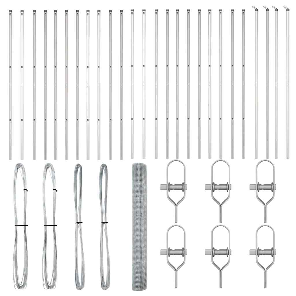 Recinzione con pali. Argento 1 x 100 m Acciaio 3351673