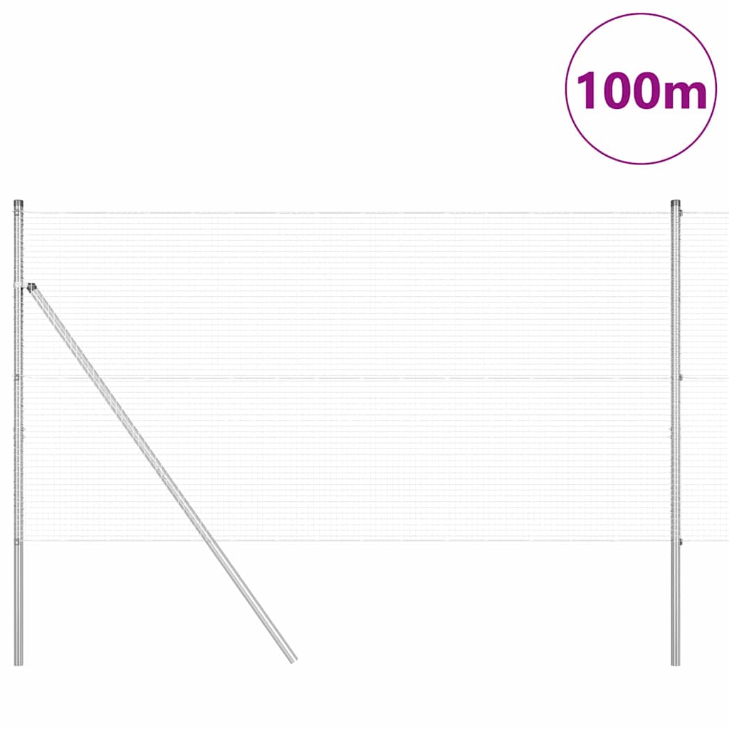 Recinzione con pali. Argento 1 x 100 m Acciaio 3351673