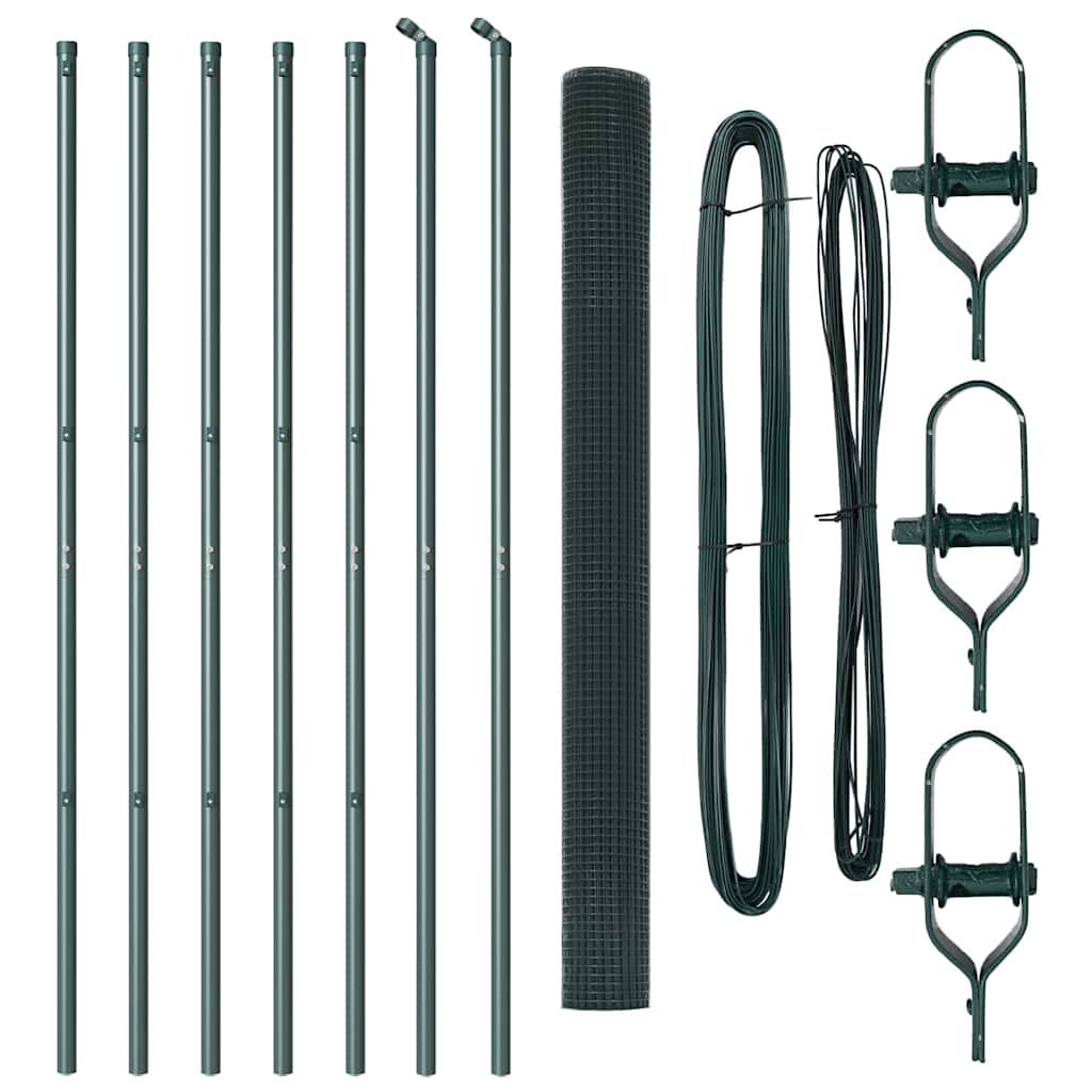 Recinzione con pali. Verde 1.5 x 10 m Acciaio 3351702