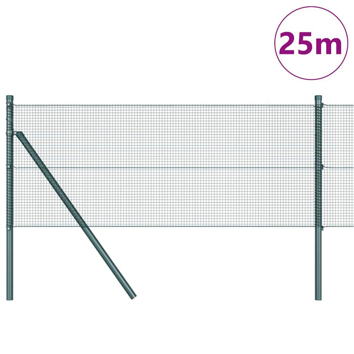 Recinzione con pali. Verde 0.5 x 25 m Acciaio 3351713