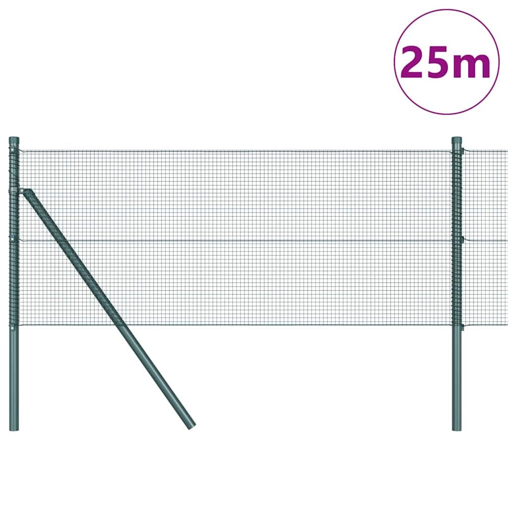 Recinzione con pali. Verde 0.8 x 25 m Acciaio 3351721